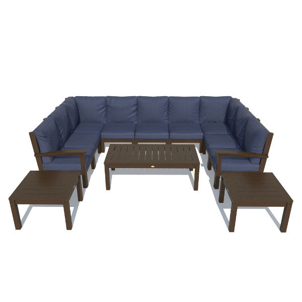 Bespoke Deep Seating 12 pc Sectional Sofa Set with Conversation and 2 Side Table Sectional Set Jet Black / Coastal Teak
