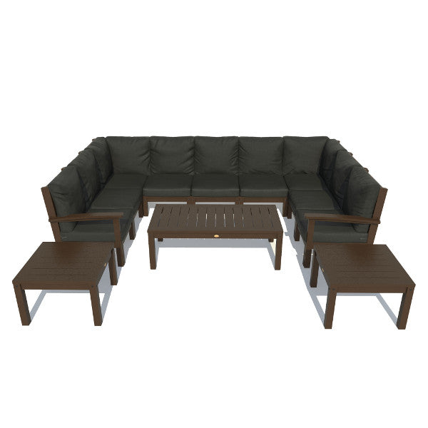 Bespoke Deep Seating 12 pc Sectional Sofa Set with Conversation and 2 Side Table Sectional Set Jet Black / Weathered Acorn