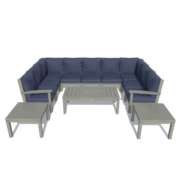 Bespoke Deep Seating 12 pc Sectional Sofa Set with Conversation and 2 Side Table Sectional Set Navy Blue / Black