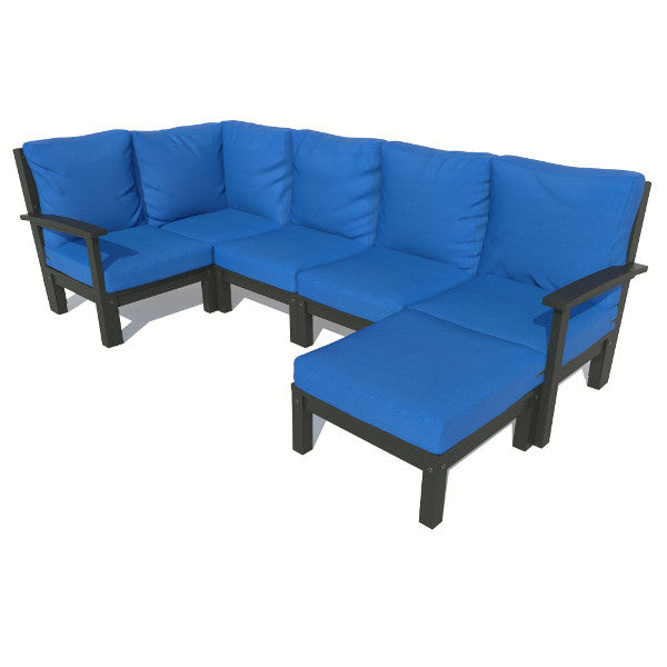 Bespoke Deep Seating 6 pc Sectional Set with Ottoman Sectional Set Cobalt Blue / Black