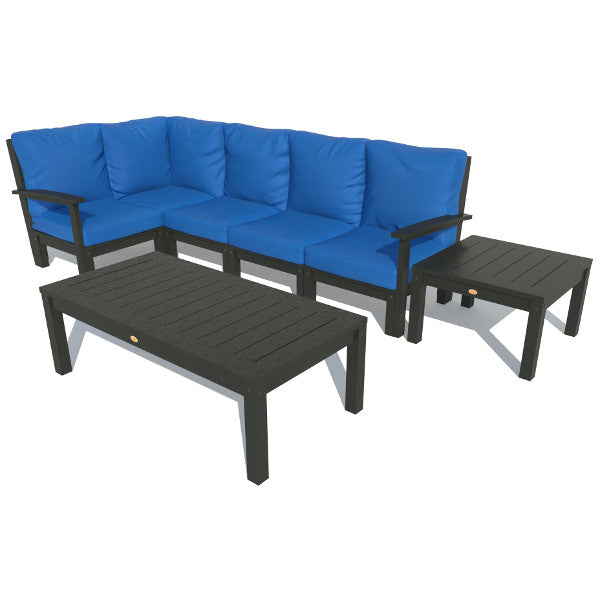 Bespoke Deep Seating 7 pc Sectional Set with Conversation and Side Table Sectional Set Cobalt Blue / Black
