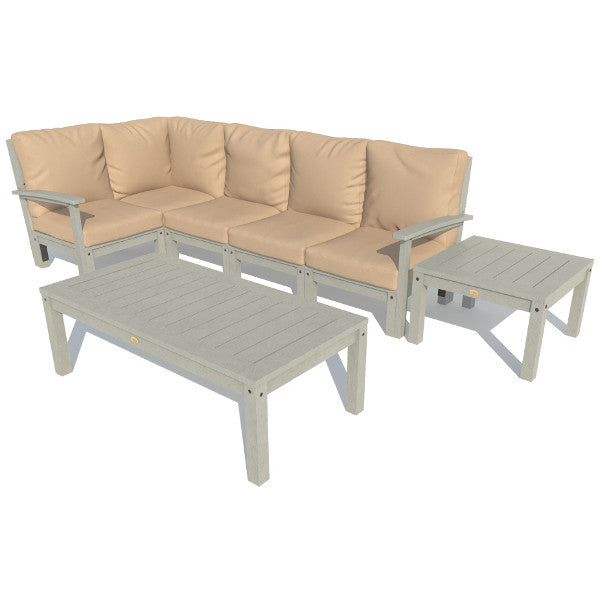 Bespoke Deep Seating 7 pc Sectional Set with Conversation and Side Table Sectional Set Driftwood / Coastal Teak