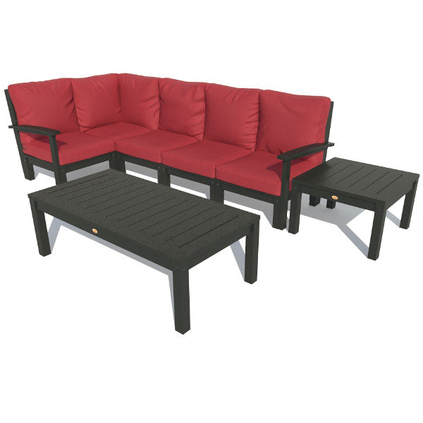 Bespoke Deep Seating 7 pc Sectional Set with Conversation and Side Table Sectional Set Firecracker Red / Black