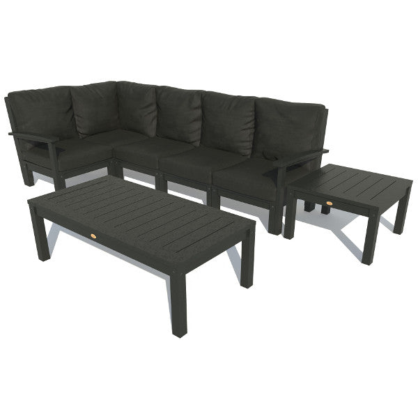 Bespoke Deep Seating 7 pc Sectional Set with Conversation and Side Table Sectional Set Jet Black / Black