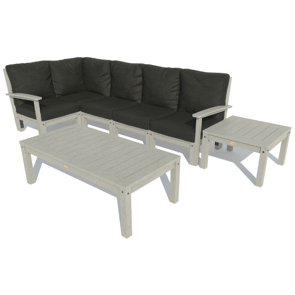 Bespoke Deep Seating 7 pc Sectional Set with Conversation and Side Table Sectional Set Jet Black / Coastal Teak