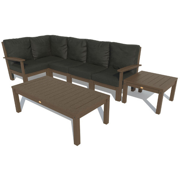 Bespoke Deep Seating 7 pc Sectional Set with Conversation and Side Table Sectional Set Jet Black / Weathered Acorn