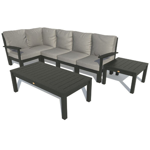 Bespoke Deep Seating 7 pc Sectional Set with Conversation and Side Table Sectional Set Stone Gray / Black