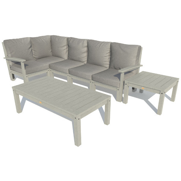 Bespoke Deep Seating 7 pc Sectional Set with Conversation and Side Table Sectional Set Stone Gray / Coastal Teak