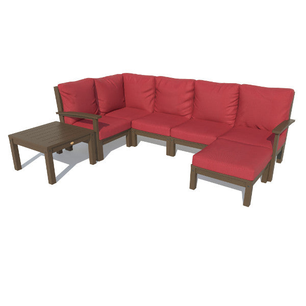 Bespoke Deep Seating 7 pc Sectional Set with Ottoman and Side Table Sectional Set Firecracker Red / Weathered Acorn