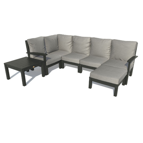 Bespoke Deep Seating 7 pc Sectional Set with Ottoman and Side Table Sectional Set Stone Gray / Black