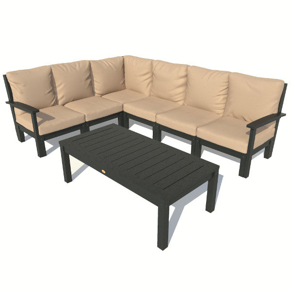 Bespoke Deep Seating 7 pc Sectional Sofa Set with Conversation Table Sectional Set Driftwood / Black
