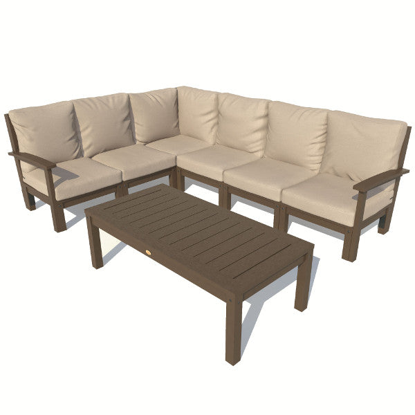 Bespoke Deep Seating 7 pc Sectional Sofa Set with Conversation Table Sectional Set Dune / Weathered Acorn