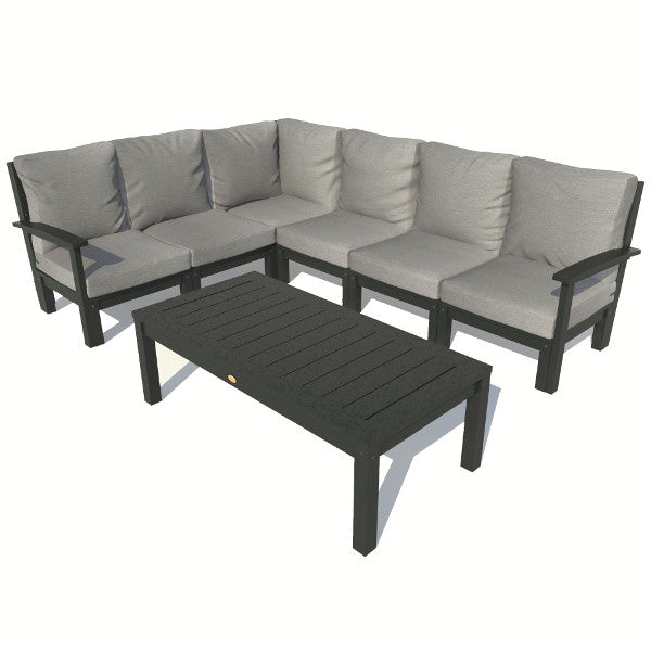 Bespoke Deep Seating 7 pc Sectional Sofa Set with Conversation Table Sectional Set Stone Gray / Black