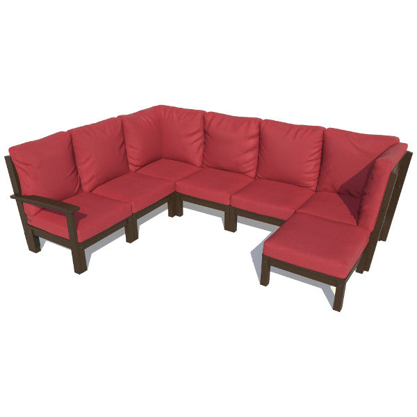 Bespoke Deep Seating 7 pc Sectional Sofa Set with Ottoman Sectional Set Firecracker Red / Weathered Acorn