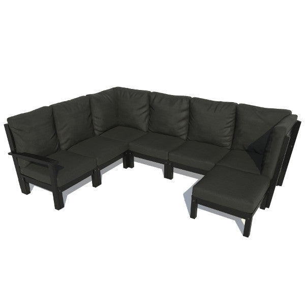 Bespoke Deep Seating 7 pc Sectional Sofa Set with Ottoman Sectional Set Jet Black / Black