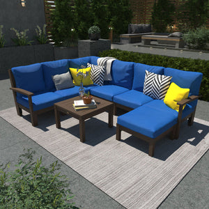 Bespoke Deep Seating 8 pc Sectional Sofa Set with Ottoman and Side Table Sectional Set