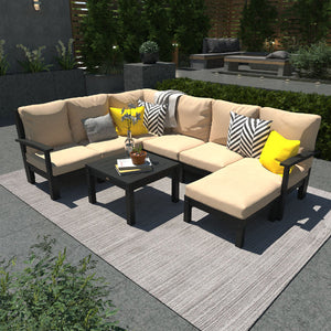 Bespoke Deep Seating 8 pc Sectional Sofa Set with Ottoman and Side Table Sectional Set