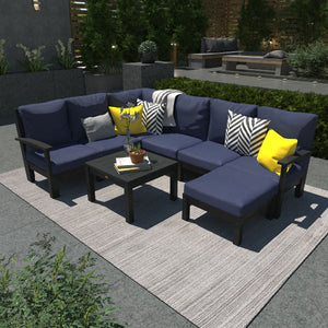 Bespoke Deep Seating 8 pc Sectional Sofa Set with Ottoman and Side Table Sectional Set