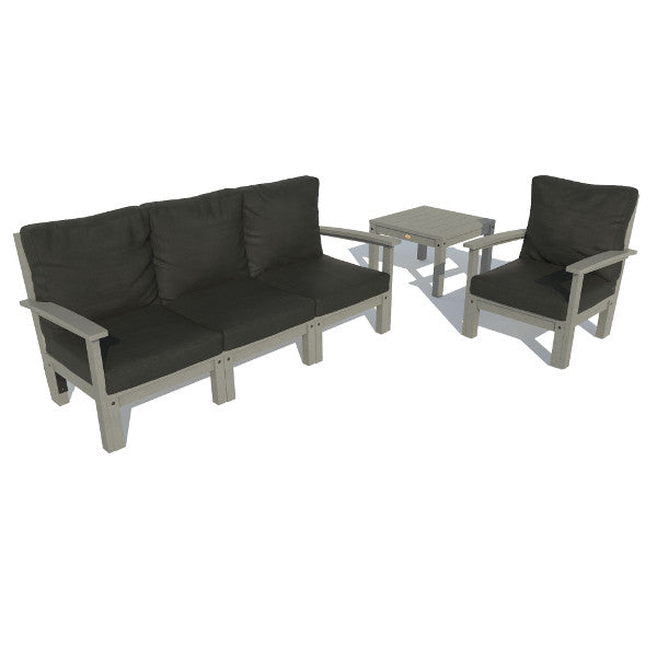 Bespoke Deep Seating Sofa, Chair and Side Table Sectional Set Jet Black / Coastal Teak