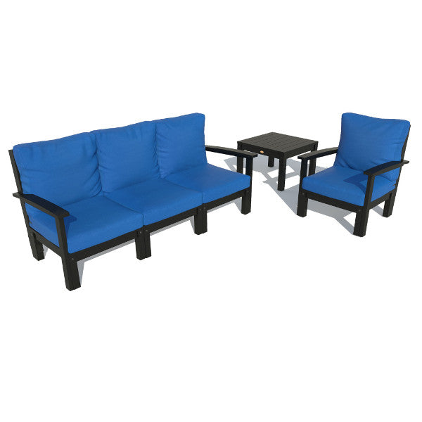 Bespoke Deep Seating Sofa, Chair and Side Table Sectional Set Cobalt Blue / Black