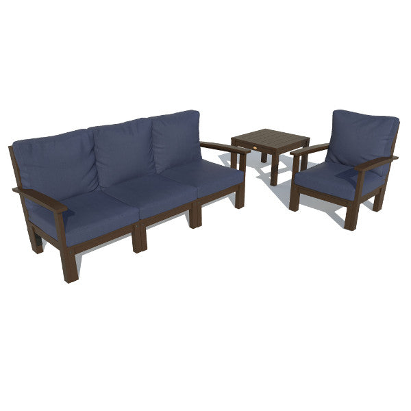 Bespoke Deep Seating Sofa, Chair and Side Table Sectional Set Navy Blue / Weathered Acorn