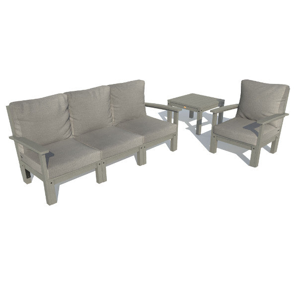Bespoke Deep Seating Sofa, Chair and Side Table Sectional Set Stone Gray / Coastal Teak