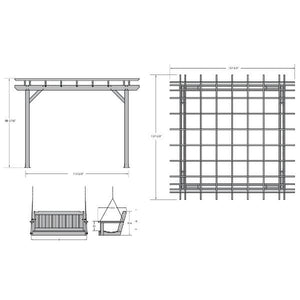 Bodhi Pergola (12 x 12) with 2 Lehigh 4ft Swings Swings