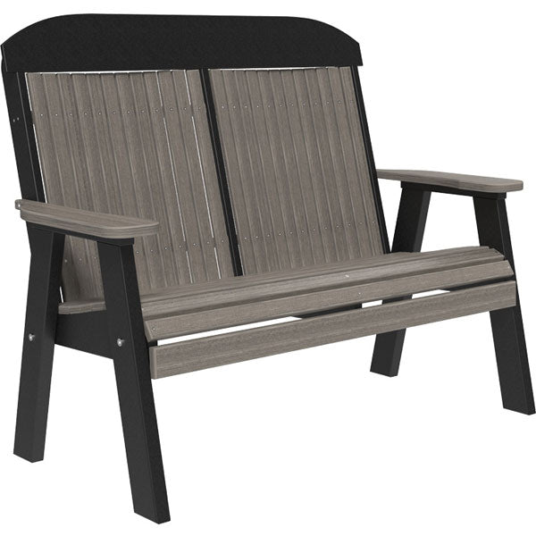 Classic Poly Chair Outdoor Bench 4ft / Coastal Gray &amp; Black