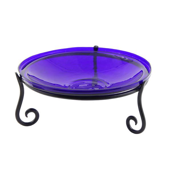 Cobalt Blue Crackle Glass Birdbath Bowl Birdbath Bowls 14 inch / Birdbath with Short Stand