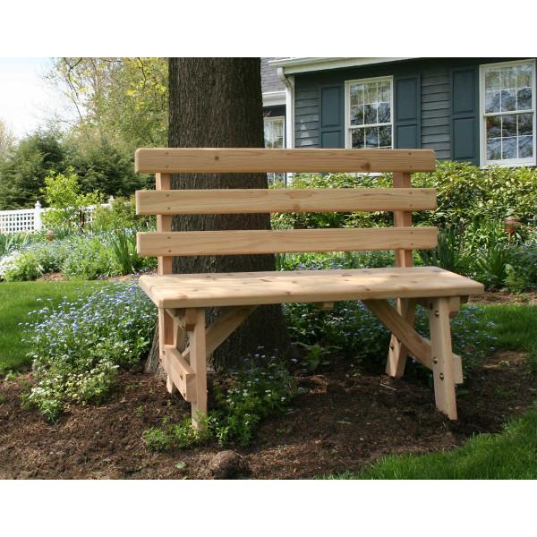 Creekvine Design Cedar Backed Bench Garden Bench 4 ft / Unfinished