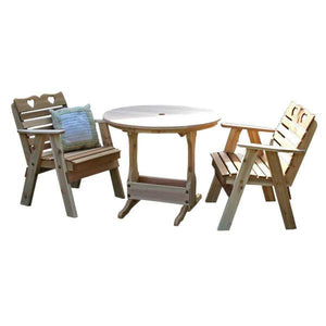 Creekvine Design Cedar Country Hearts Bistro Set Dining Set Unfinished / No