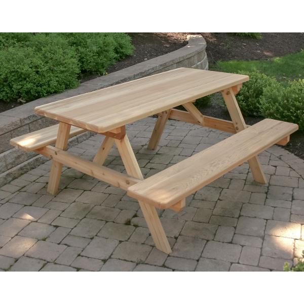 Creekvine Design Cedar Park Style Picnic Table with Attached Benches Picnic Table 4 ft / Unfinished