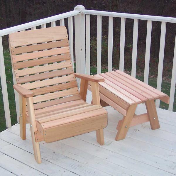 Creekvine Design Cedar Twin Ponds Chair &amp; Table Set Chair Unfinished