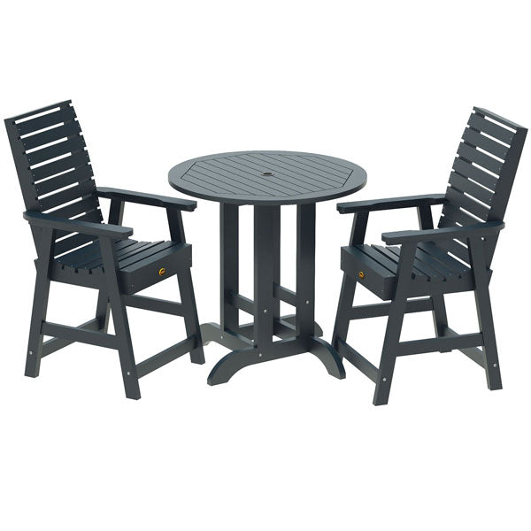 Glennville 3pc Round Counter Dining Set Dining Set Federal Blue
