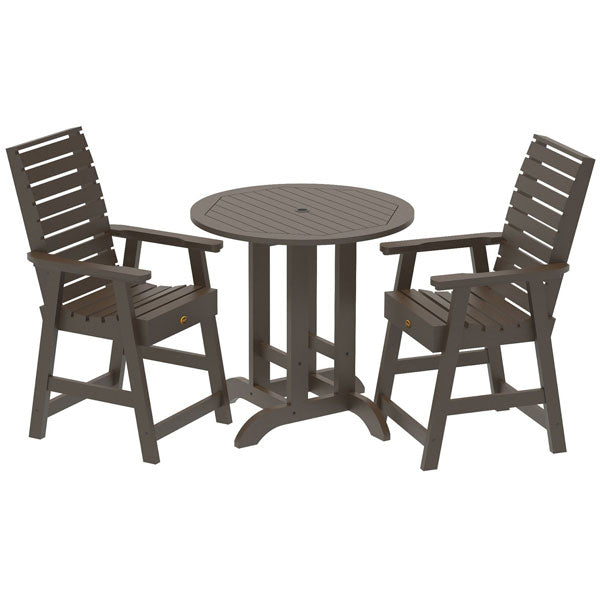 Glennville 3pc Round Counter Dining Set Dining Set Weathered Acorn