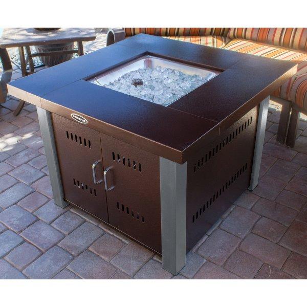 Hammered Bronze Square Fire Pit with Stainless Steel Legs Fire Pits