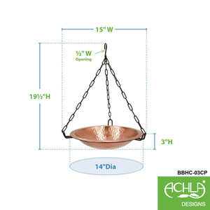 Hammered Solid Copper Birdbath Birdbath