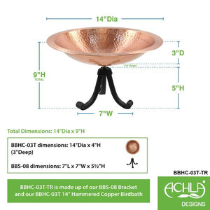 Hammered Solid Copper Birdbath Birdbath