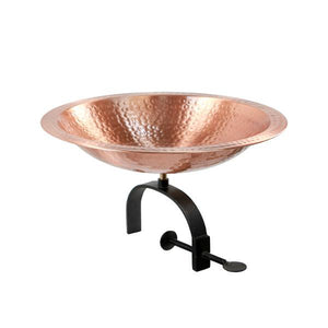 Hammered Solid Copper Birdbath Birdbath Birdbath with Over Rail Bracket