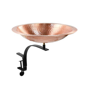 Hammered Solid Copper Birdbath Birdbath Birdbath with Rail Mount Bracket