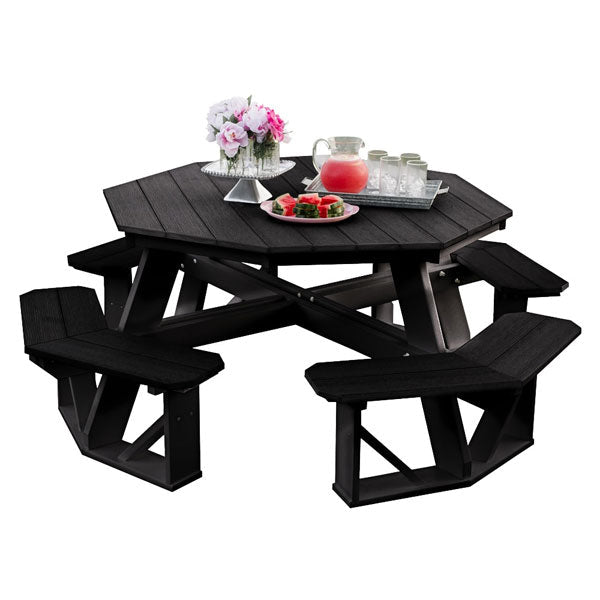Heritage Octagon Picnic Table Picnic Table Black / Without Umbrella Hole