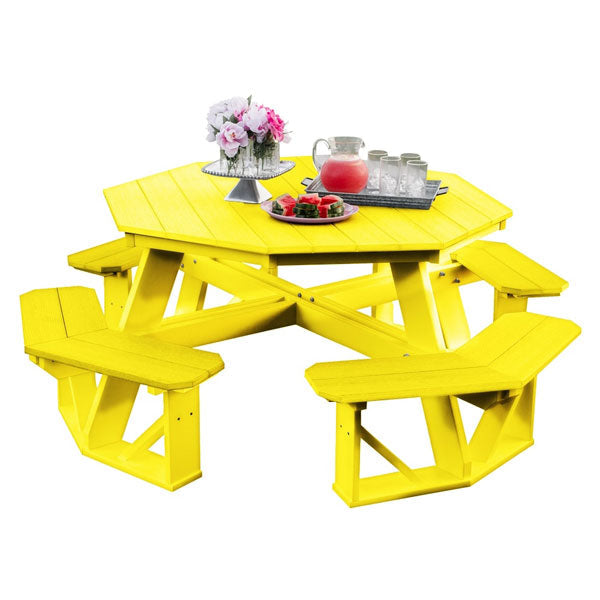 Heritage Octagon Picnic Table Picnic Table Lemon Yellow / Without Umbrella Hole