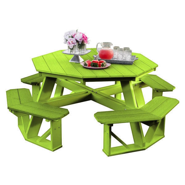 Heritage Octagon Picnic Table Picnic Table Lime Green / Without Umbrella Hole