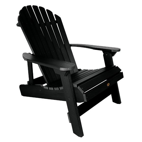 King Hamilton Folding &amp; Reclining Adirondack Outdoor Chair Patio Chair Black