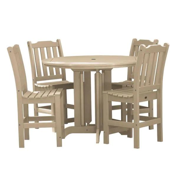 Lehigh 5pc Round Counter Height Recycled Plastic Outdoor Dining Set Dining Set Weathered Acorn