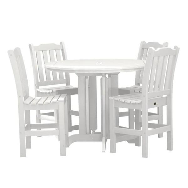 Lehigh 5pc Round Counter Height Recycled Plastic Outdoor Dining Set Dining Set White