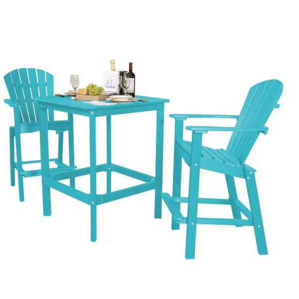 Little Cottage Co. Classic 42” High Dining Table with 2 (30” High) Dining Chairs Dining Set Aruba Blue