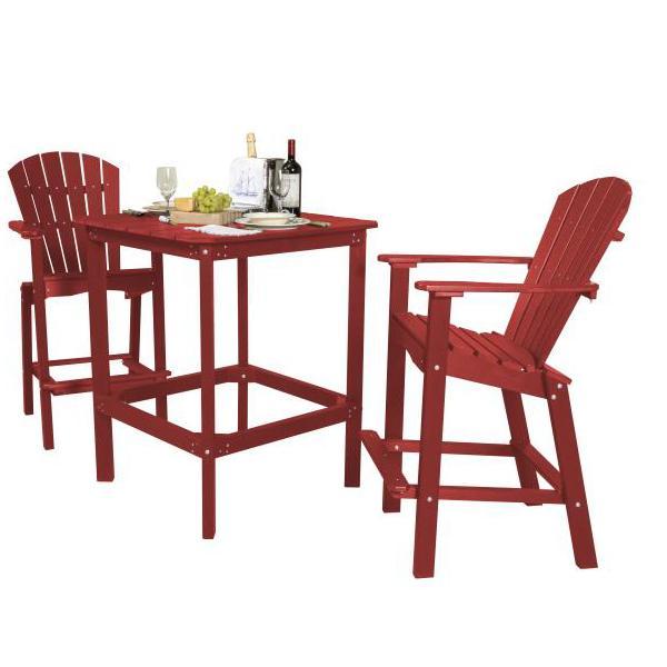 Little Cottage Co. Classic 42” High Dining Table with 2 (30” High) Dining Chairs Dining Set Cardinal Red