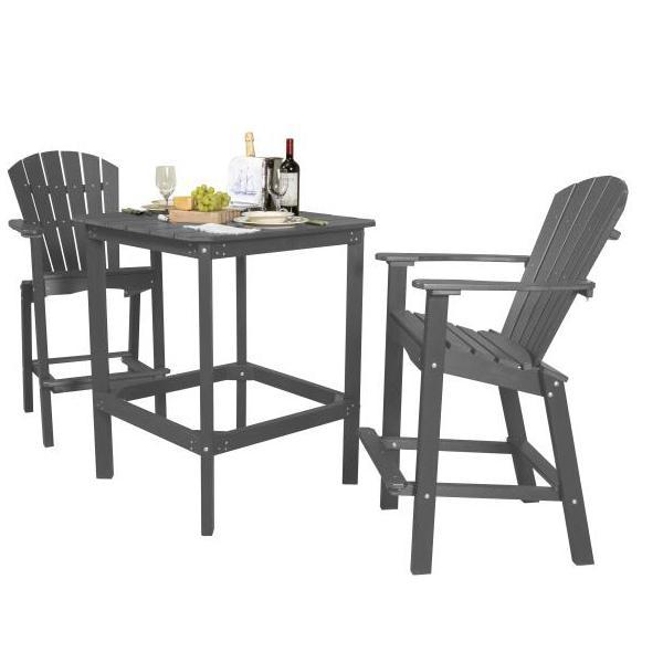Little Cottage Co. Classic 42” High Dining Table with 2 (30” High) Dining Chairs Dining Set Dark Grey