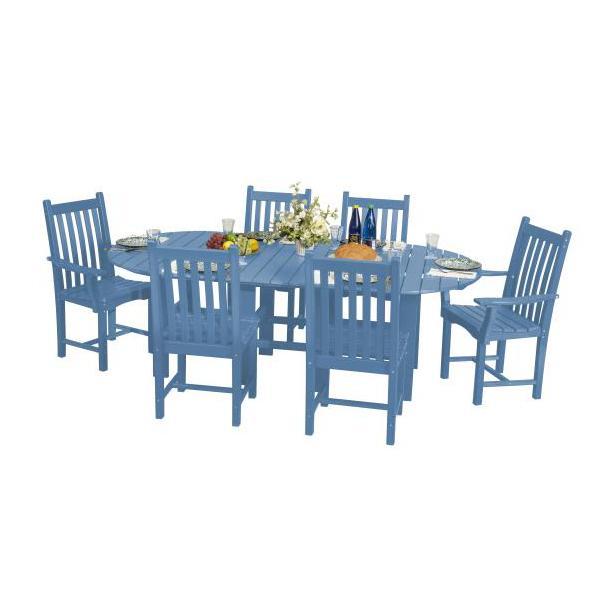 Little Cottage Co. Classic 44”x84” Table with 6 Side Chairs Dining Set Powder Blue